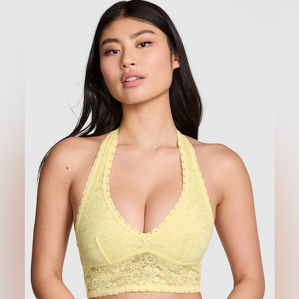 VS PINK WINK LACE HALTER BRA TOP